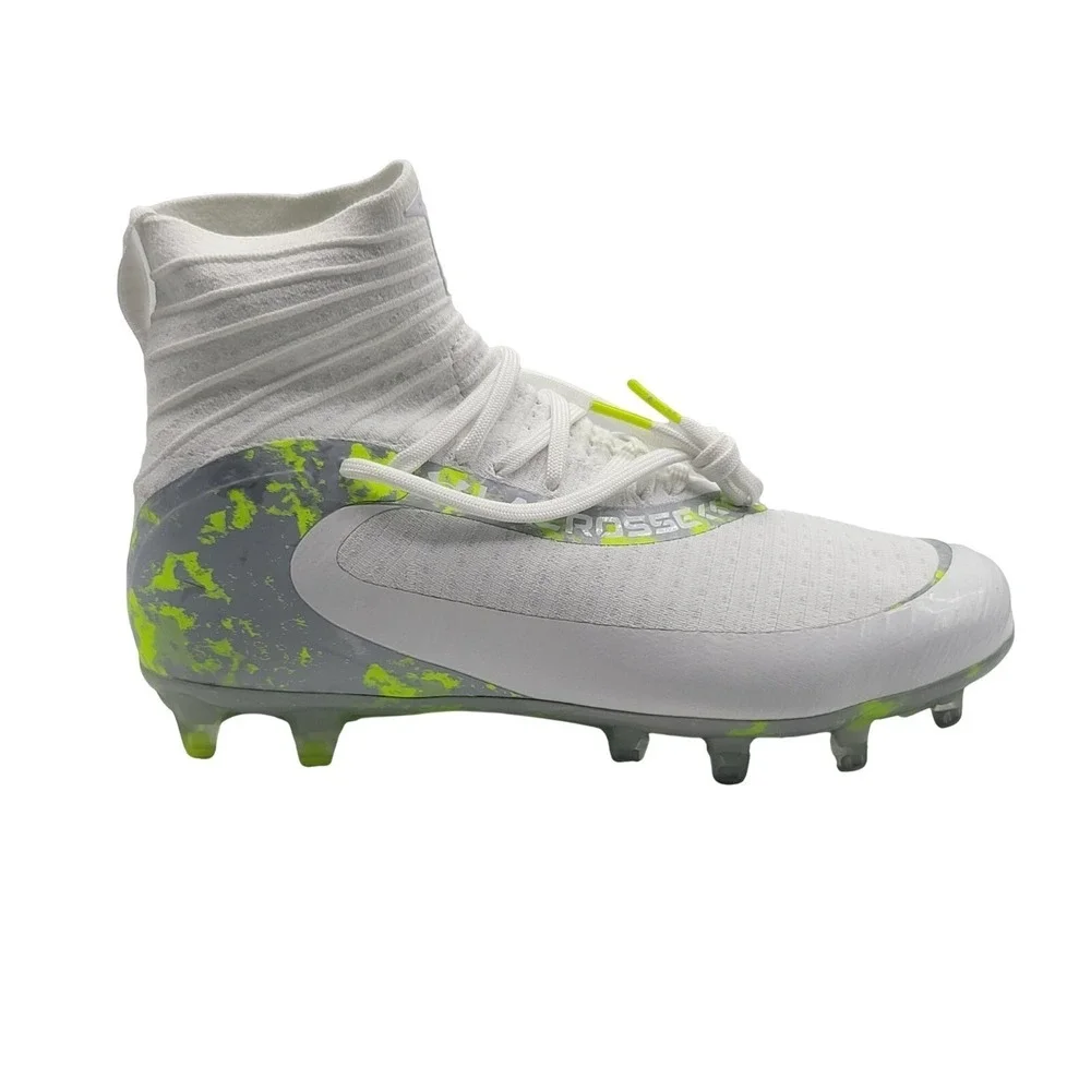 Under Armour Highlight LAX MC Men's 8 White‎ Grey Green Camo Cleats 3028659